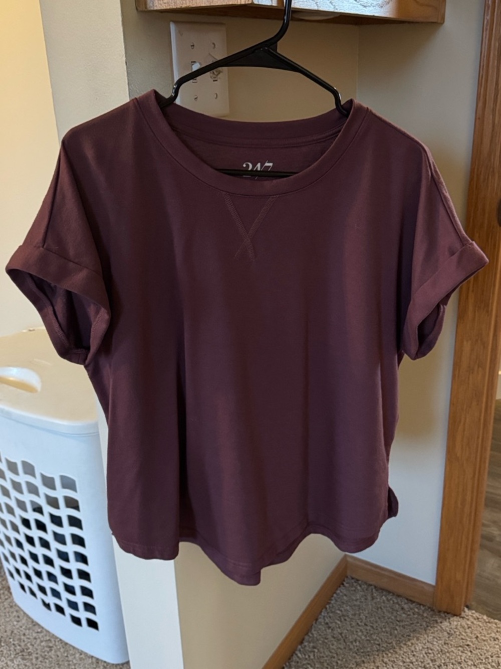 Maurices Short Sleeve Crewneck Tee in Plum